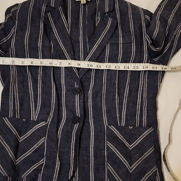 Cabi blue white pinstripe striped nautical blazer jacket size 2 - Picture 5 of 10
